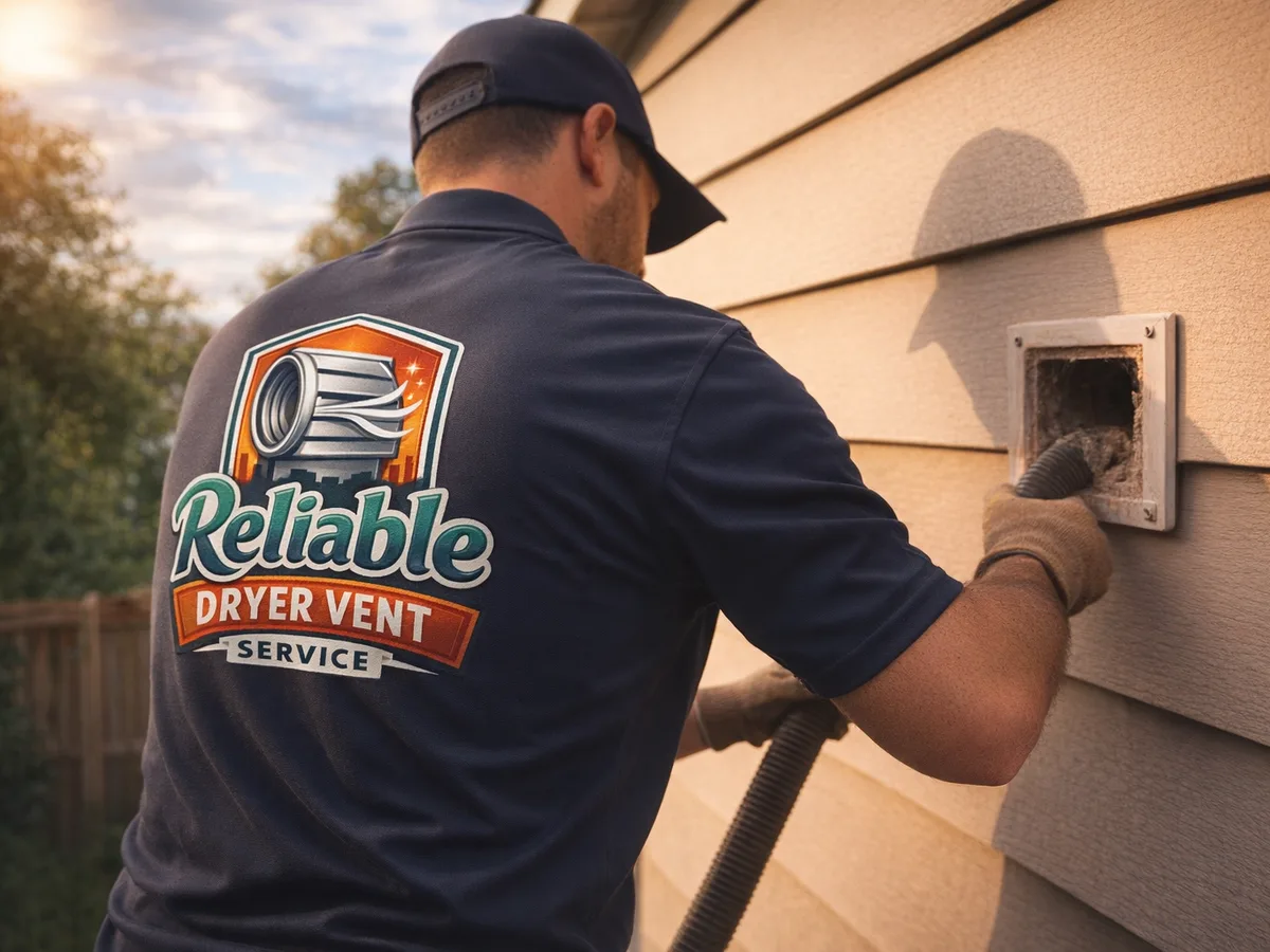 dryer vent cleaning technician on the job in Houston, TX